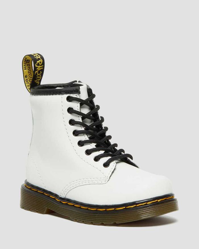 Dr Martens Støvler Barn Hvite Toddler 1460 Læder Lace Up 2751BVCTI